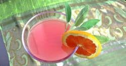 Blood Orange Margarita with sage sprig and orange wheel