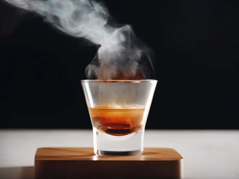 Cocktail on table with smoke over the top of it