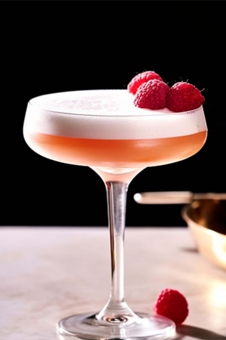 Dry shaken French Martini with egg foam on top