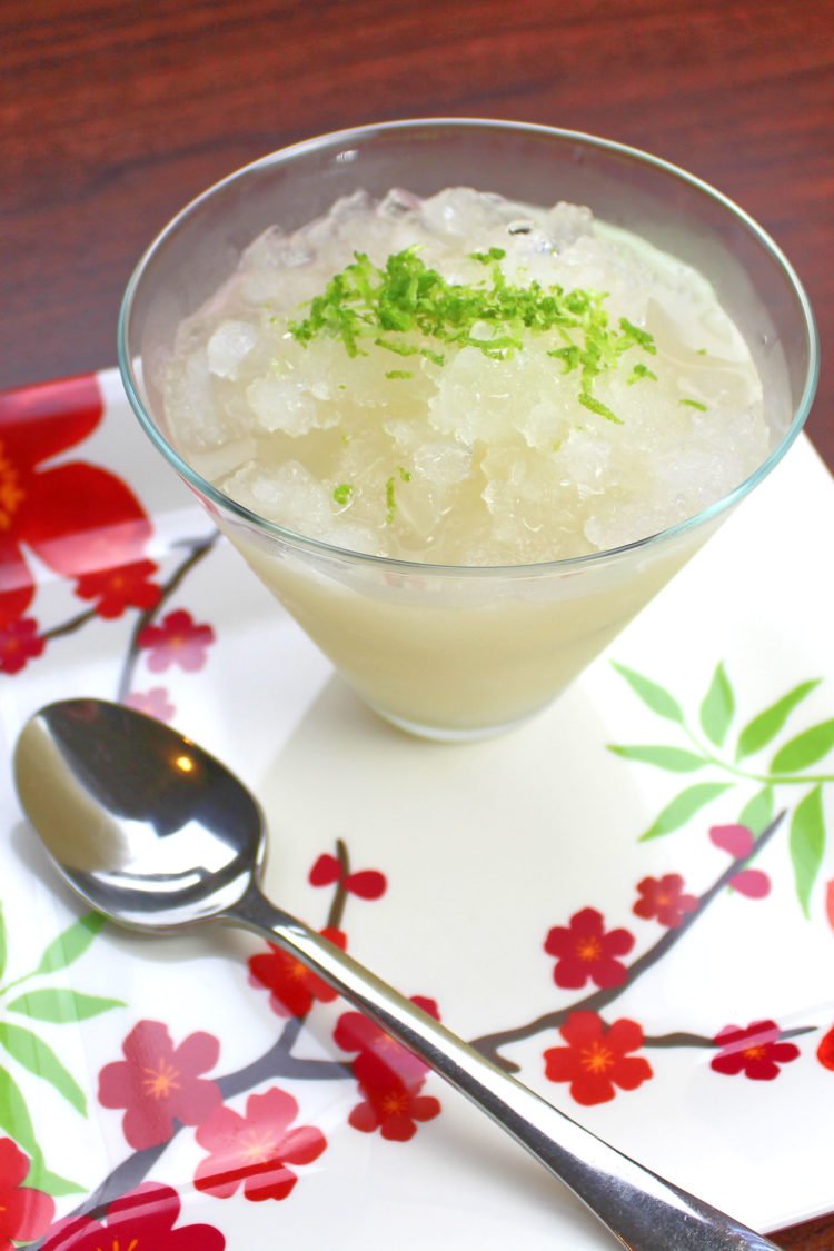 Side view of Margarita Granita served with spoon