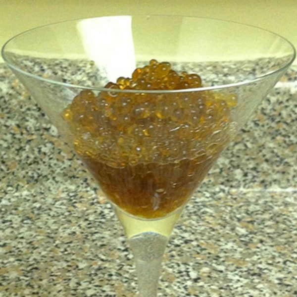 Closeup view of Rum Caviar in martini glass