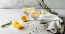 Two Silver Cocktails with lemon twists