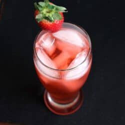 Strawberry Fields Forever drink against dark background