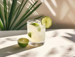 Tequila and Tonic drink with lime