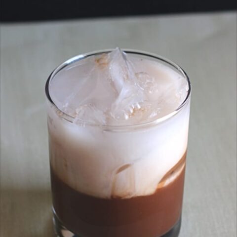 White Russian drink on table