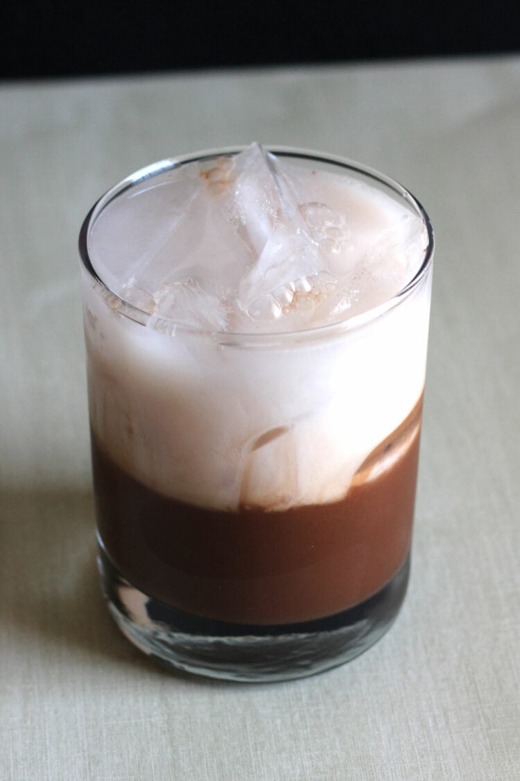 White Russian drink on table