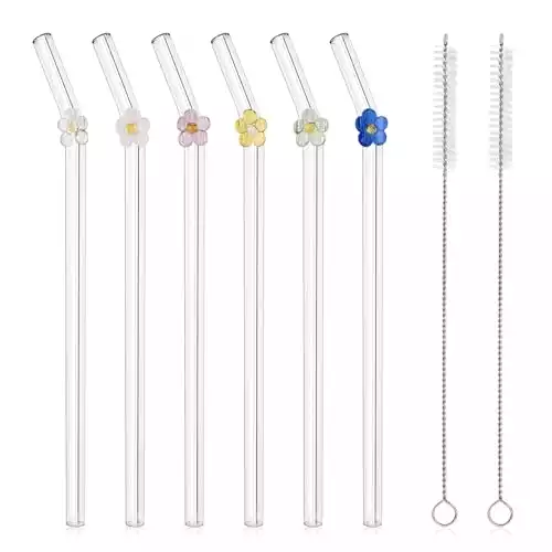DUMING-IN 6 Pcs Reusable Glass Straws
